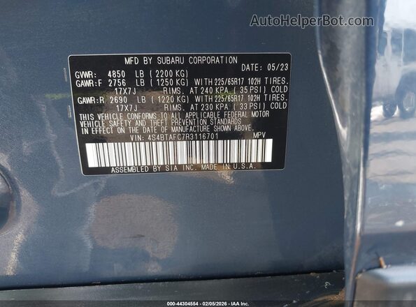4S4BTAFC7R3116701 2024 SUBARU OUTBACK Blue Widok komory silnika