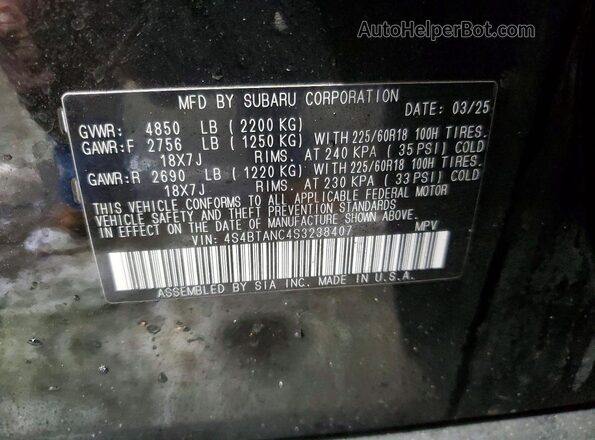 4S4BTANC4S3238407 2025 SUBARU OUTBACK Черный Вид подкапотного пространства