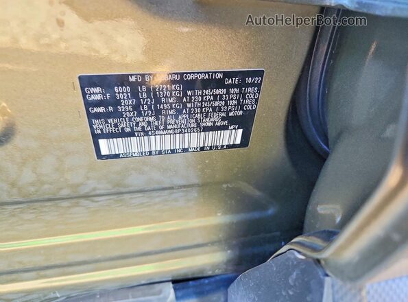 4S4WMAWD8P3402657 2023 SUBARU ASCENT Green სალონის 360-გრადუსიანი ხედი