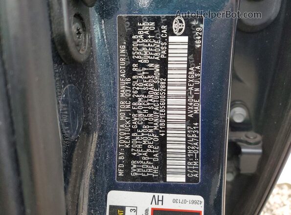 4T1BD1EB5GU052882 2016 TOYOTA AVALON Black Вид підкапотного простору