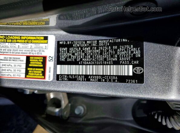 4T1DAACK1SU518465 2025 TOYOTA CAMRY Серебряный Вид подкапотного пространства