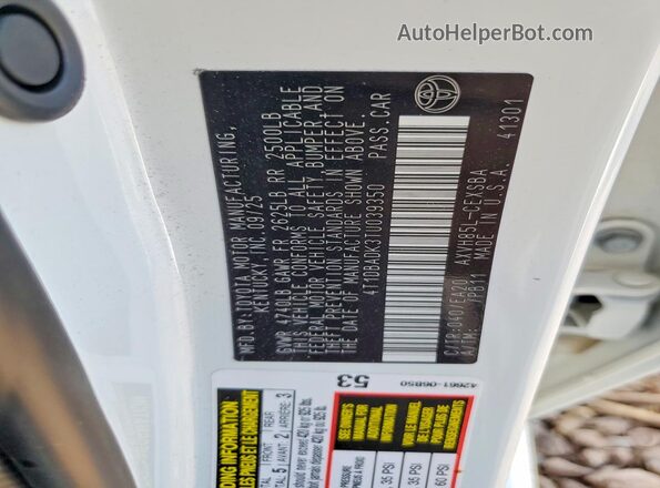 4T1DBADK3TU039350 2026 TOYOTA CAMRY Белый Вид подкапотного пространства