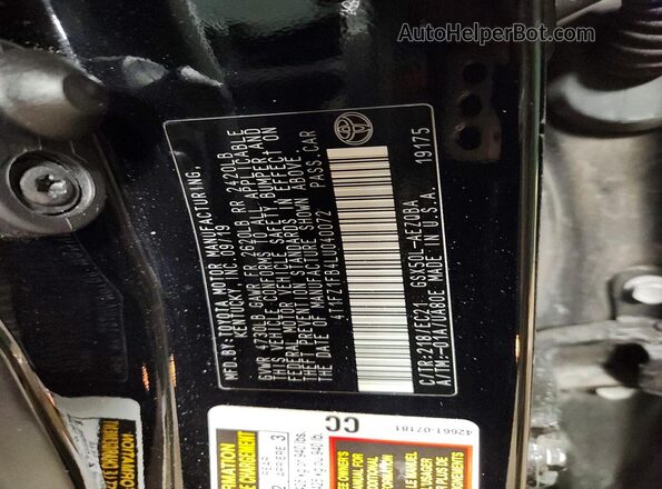 4T1FZ1FB4LU040072 2020 TOYOTA AVALON Черный Вид подкапотного пространства