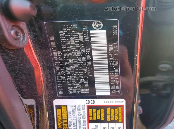 4T1FZ1FB6LU049937 2020 TOYOTA AVALON Черный Вид подкапотного пространства