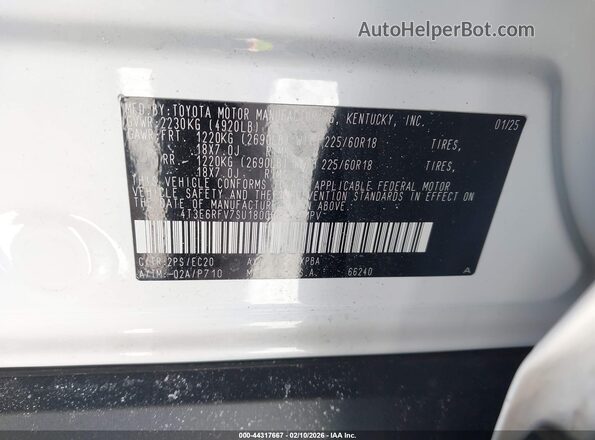 4T3E6RFV7SU180068 2025 TOYOTA RAV4 HYBRID Белый Вид подкапотного пространства