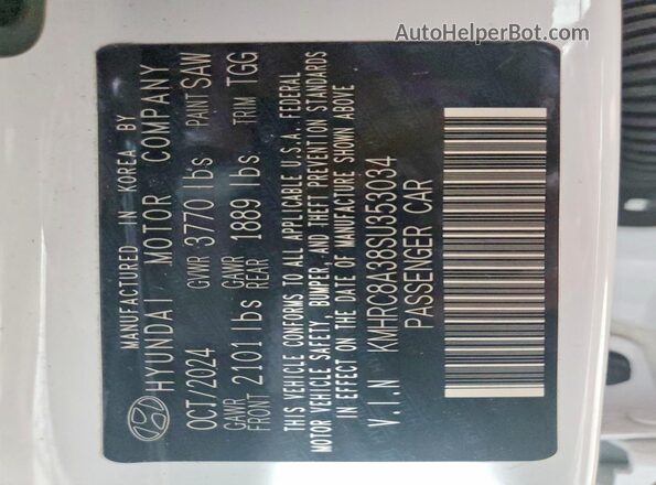 KMHRC8A38SU353034 2025 HYUNDAI VENUE White Widok naklejki z numerem VIN
