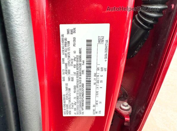 1FT8W3DT2NEC57260 2022 FORD F350 Red Vista interior trasera