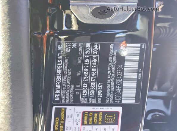 4JGFB4FBXSB403734 2025 MERCEDES-BENZ GLE Black Vista interior de 360 grados