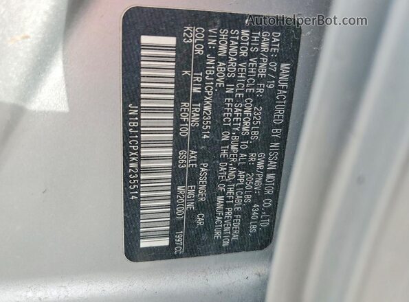 JN1BJ1CPXKW235514 2019 NISSAN ROGUE Серебряный 