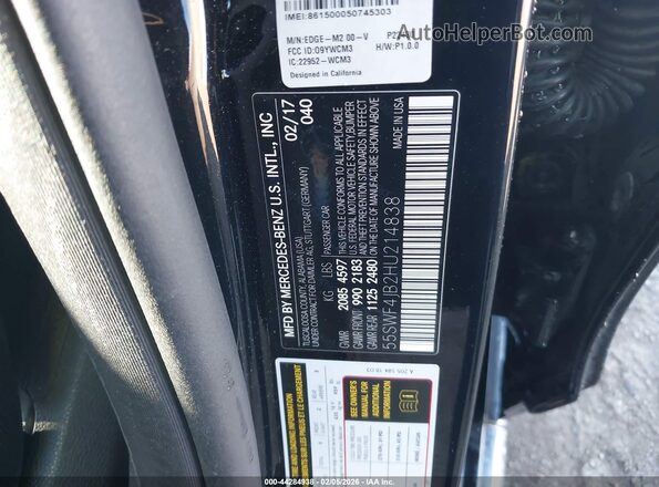 55SWF4JB2HU214838 2017 MERCEDES-BENZ C-CLASS Black Вид підкапотного простору
