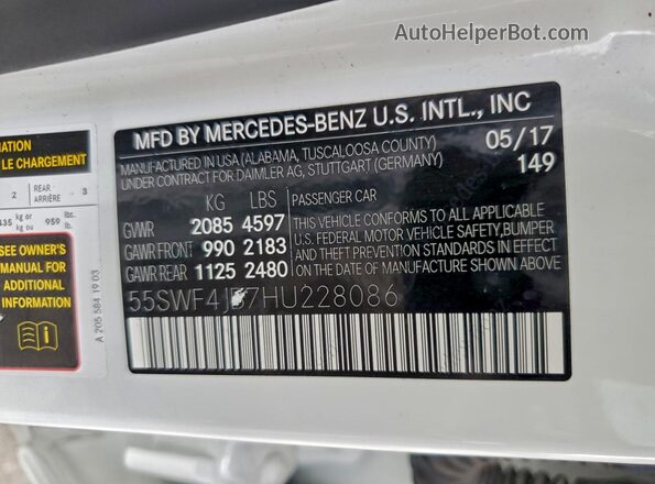 55SWF4JB7HU228086 2017 MERCEDES-BENZ C Белый Вид подкапотного пространства