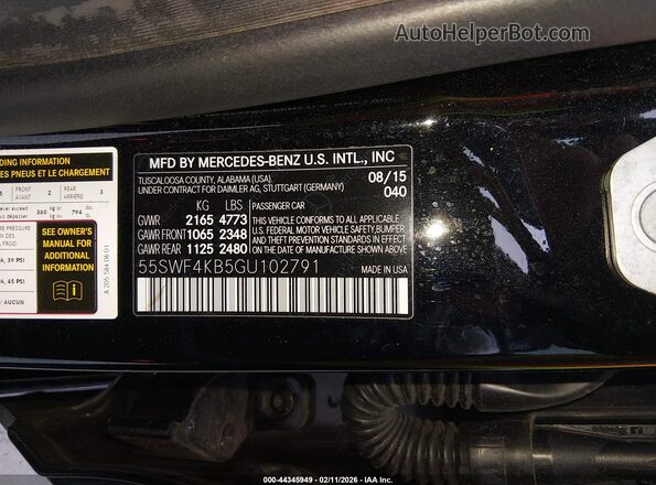 55SWF4KB5GU102791 2016 MERCEDES-BENZ C-CLASS Black Engine compartment view