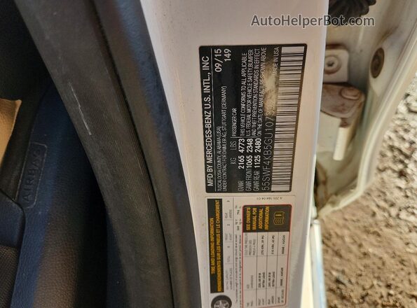 55SWF4KB5GU107392 2016 MERCEDES-BENZ C White Вид наклейки з VIN-кодом
