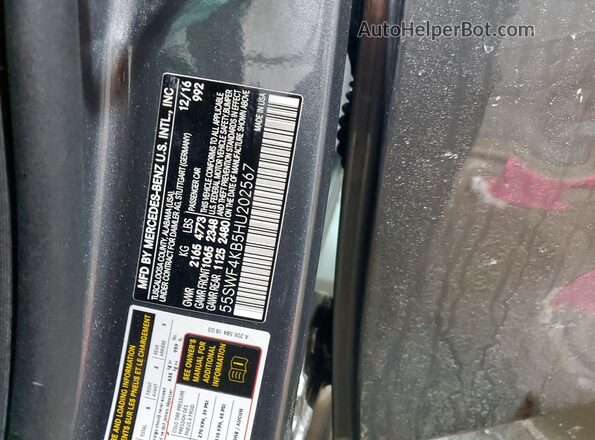55SWF4KB5HU202567 2017 MERCEDES-BENZ C Gray Widok komory silnika