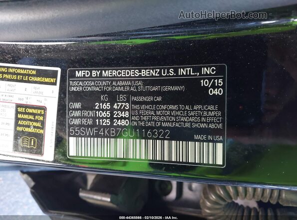 55SWF4KB7GU116322 2016 MERCEDES-BENZ C-CLASS Black Widok komory silnika