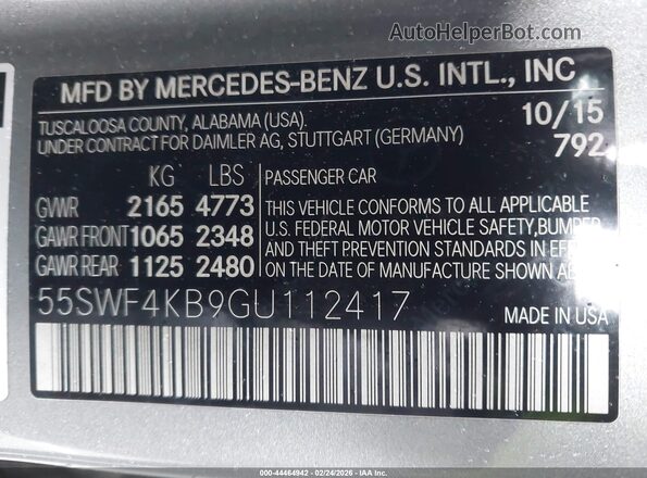 55SWF4KB9GU112417 2016 MERCEDES-BENZ C-CLASS Champagne Vista del compartimento del motor