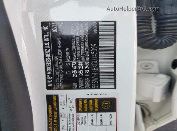 55SWF4KBXGU145099 2016 MERCEDES-BENZ C White Widok komory silnika