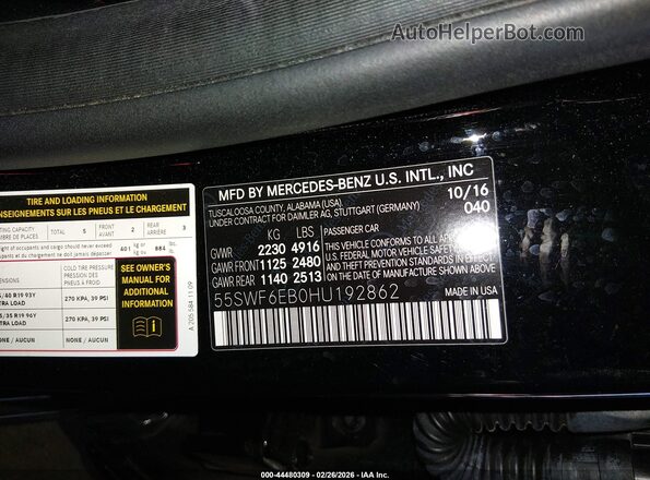 55SWF6EB0HU192862 2017 MERCEDES-BENZ AMG C 43 Black ძრავის განყოფილების ხედი