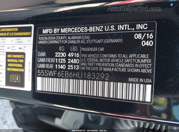 55SWF6EB6HU183292 2017 MERCEDES-BENZ AMG C 43 Black Вид підкапотного простору