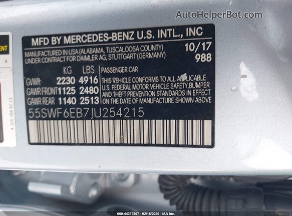 55SWF6EB7JU254215 2018 MERCEDES-BENZ AMG C 43 Blue Вид підкапотного простору