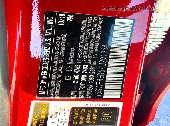 55SWF8EB6KU291964 2019 MERCEDES-BENZ C Red Widok komory silnika