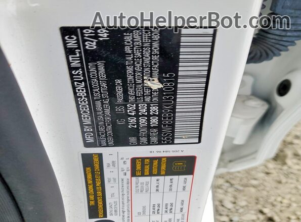 55SWF8EB9KU310815 2019 MERCEDES-BENZ C White Вид підкапотного простору