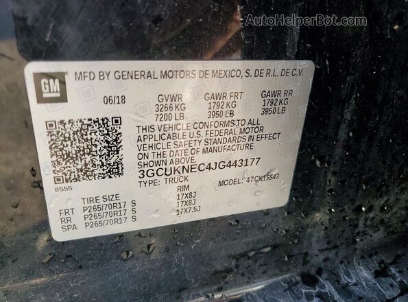 3GCUKNEC4JG443177 2018 CHEVROLET SILVERADO Черный Вид наклейки с VIN-кодом