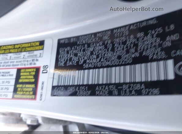 58AD11D10MU003250 2021 LEXUS ES 250 Белый Вид подкапотного пространства