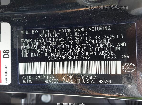 58ADZ1B16PU157946 2023 LEXUS ES 350 Black Widok komory silnika