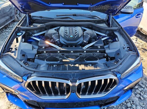 5UXCY8C05L9B07238 2020 BMW X6 Blue Widok naklejki z numerem VIN