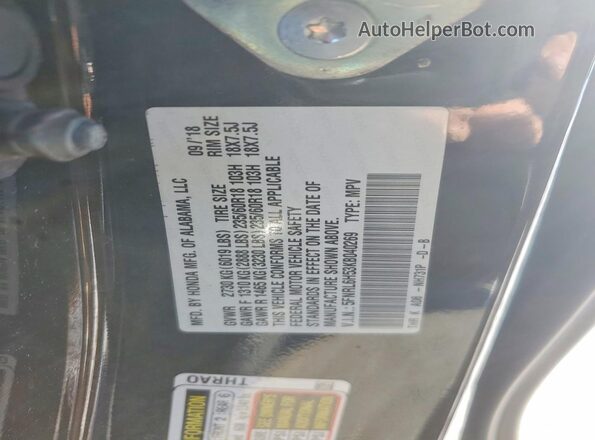 5FNRL6H53KB040269 2019 HONDA ODYSSEY Black Vista de la etiqueta del VIN
