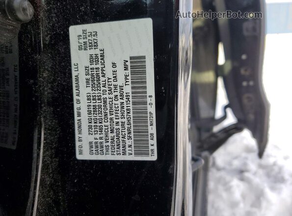 5FNRL6H57KB115491 2019 HONDA ODYSSEY Black Вид наклейки з VIN-кодом
