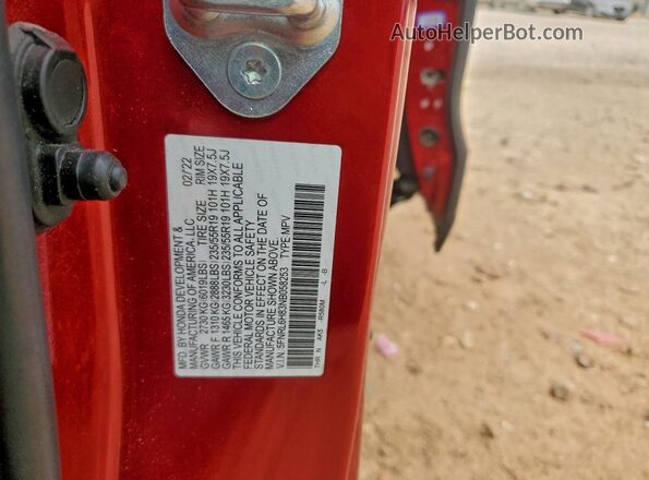 5FNRL6H83NB058253 2022 HONDA ODYSSEY Красный Вид наклейки с VIN-кодом