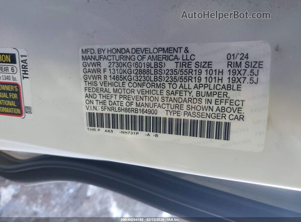 5FNRL6H8XRB064900 2024 HONDA ODYSSEY Белый Вид подкапотного пространства