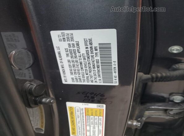 5FNYF8H01MB018003 2021 HONDA PASSPORT Gray Widok naklejki z numerem VIN