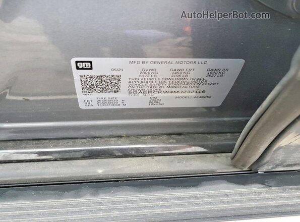 5GAERCKW4MJ232116 2021 BUICK ENCLAVE Серебряный Вид подкапотного пространства