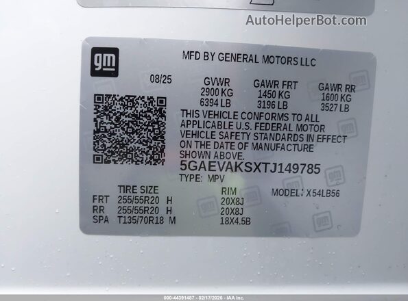 5GAEVAKSXTJ149785 2026 BUICK ENCLAVE Белый Вид подкапотного пространства