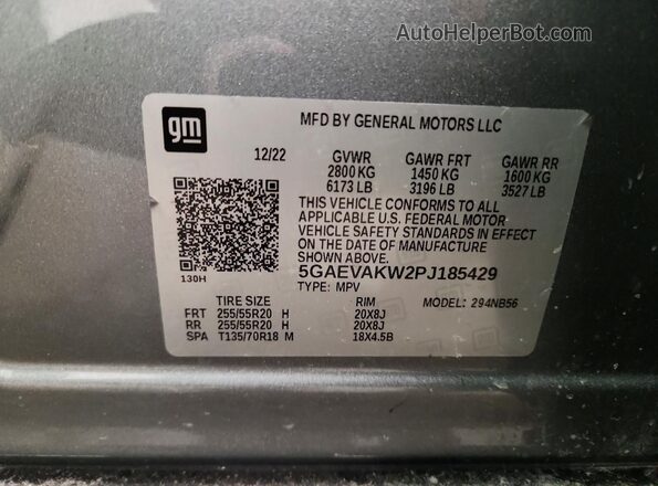 5GAEVAKW2PJ185429 2023 BUICK ENCLAVE Угольный Вид подкапотного пространства