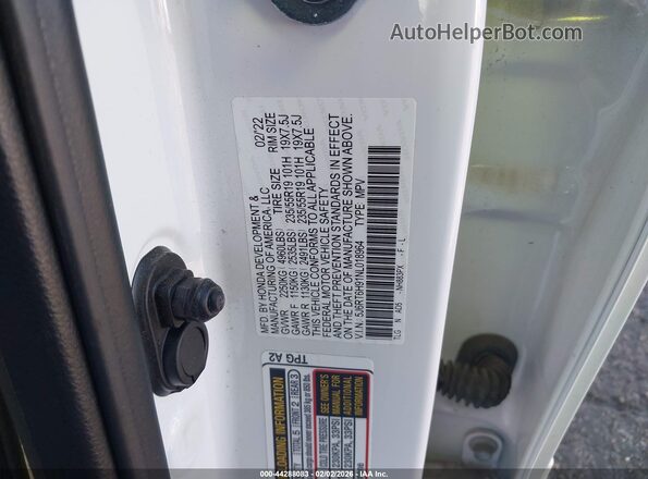 5J6RT6H91NL018964 2022 HONDA CR-V HYBRID White ძრავის განყოფილების ხედი