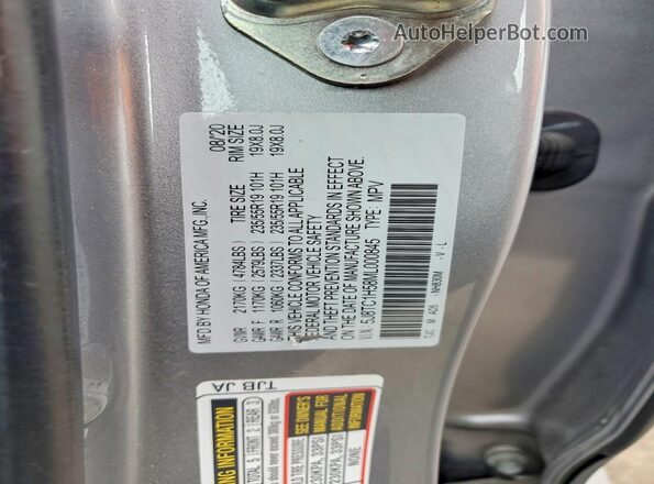5J8TC1H58ML000845 2021 ACURA RDX Silver VIN կոդի պիտակի տեսք