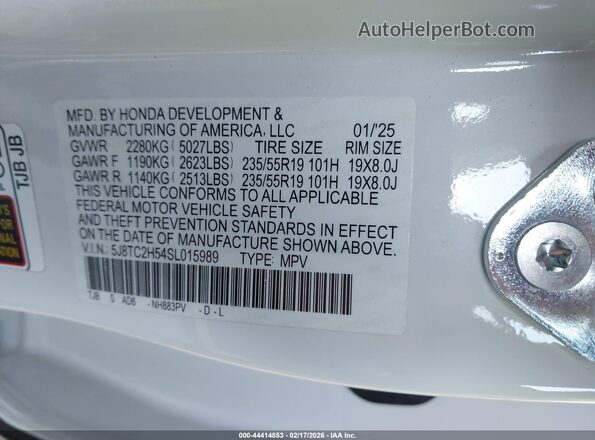 5J8TC2H54SL015989 2025 ACURA RDX White Widok komory silnika