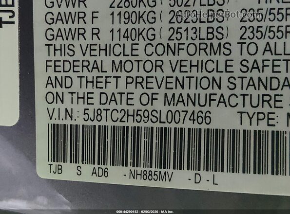 5J8TC2H59SL007466 2025 ACURA RDX Серый Вид подкапотного пространства