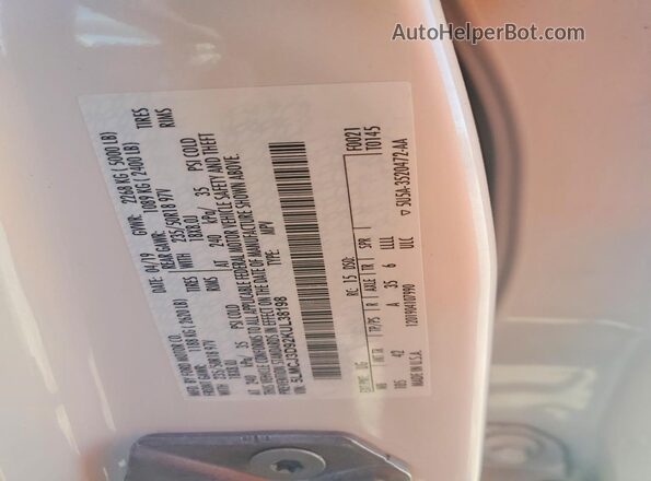 5LMCJ3D92KUL38198 2019 LINCOLN MKC Белый Вид наклейки с VIN-кодом