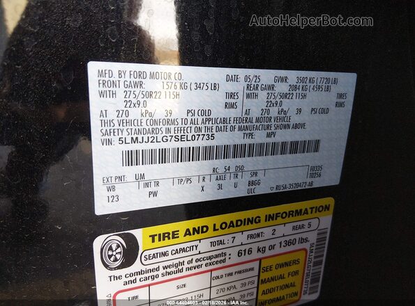 5LMJJ2LG7SEL07735 2025 LINCOLN NAVIGATOR Black Widok komory silnika