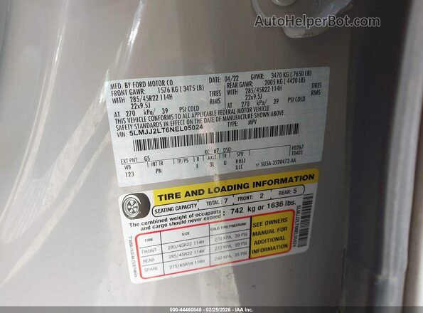 5LMJJ2LT6NEL05024 2022 LINCOLN NAVIGATOR Белый Вид подкапотного пространства