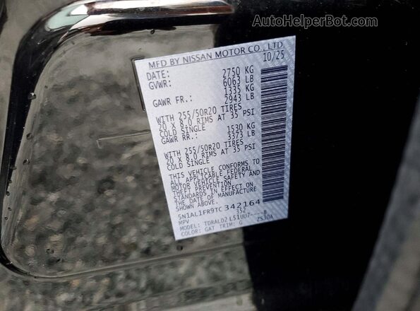 5N1AL1FR9TC342164 2026 INFINITI QX60 Black Vista de la etiqueta del VIN