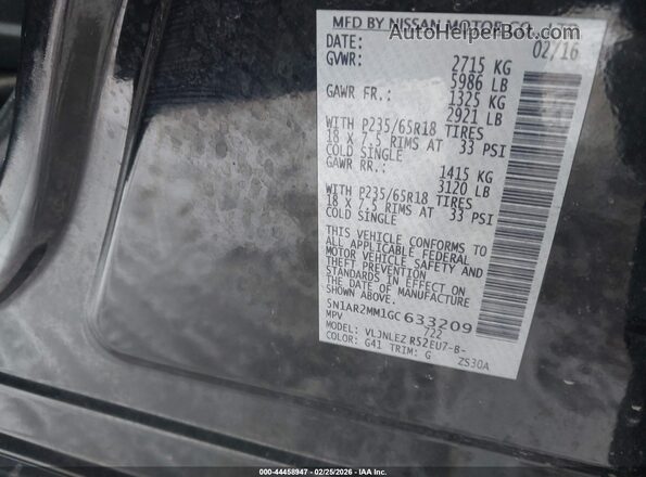 5N1AR2MM1GC633209 2016 NISSAN PATHFINDER Black Vista del compartimento del motor
