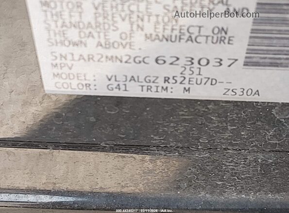 5N1AR2MN2GC623037 2016 NISSAN PATHFINDER Black Вид підкапотного простору