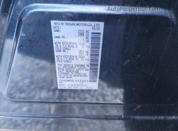 5N1AR2MN3GC645323 2016 NISSAN PATHFINDER Blue Vista del compartimento del motor