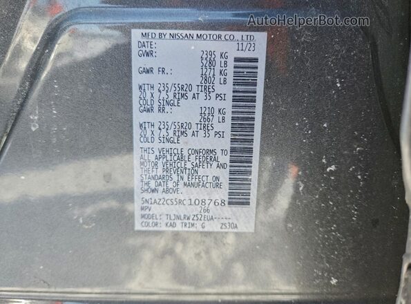 5N1AZ2CS5RC108768 2024 NISSAN MURANO Gray Vista del compartimento del motor